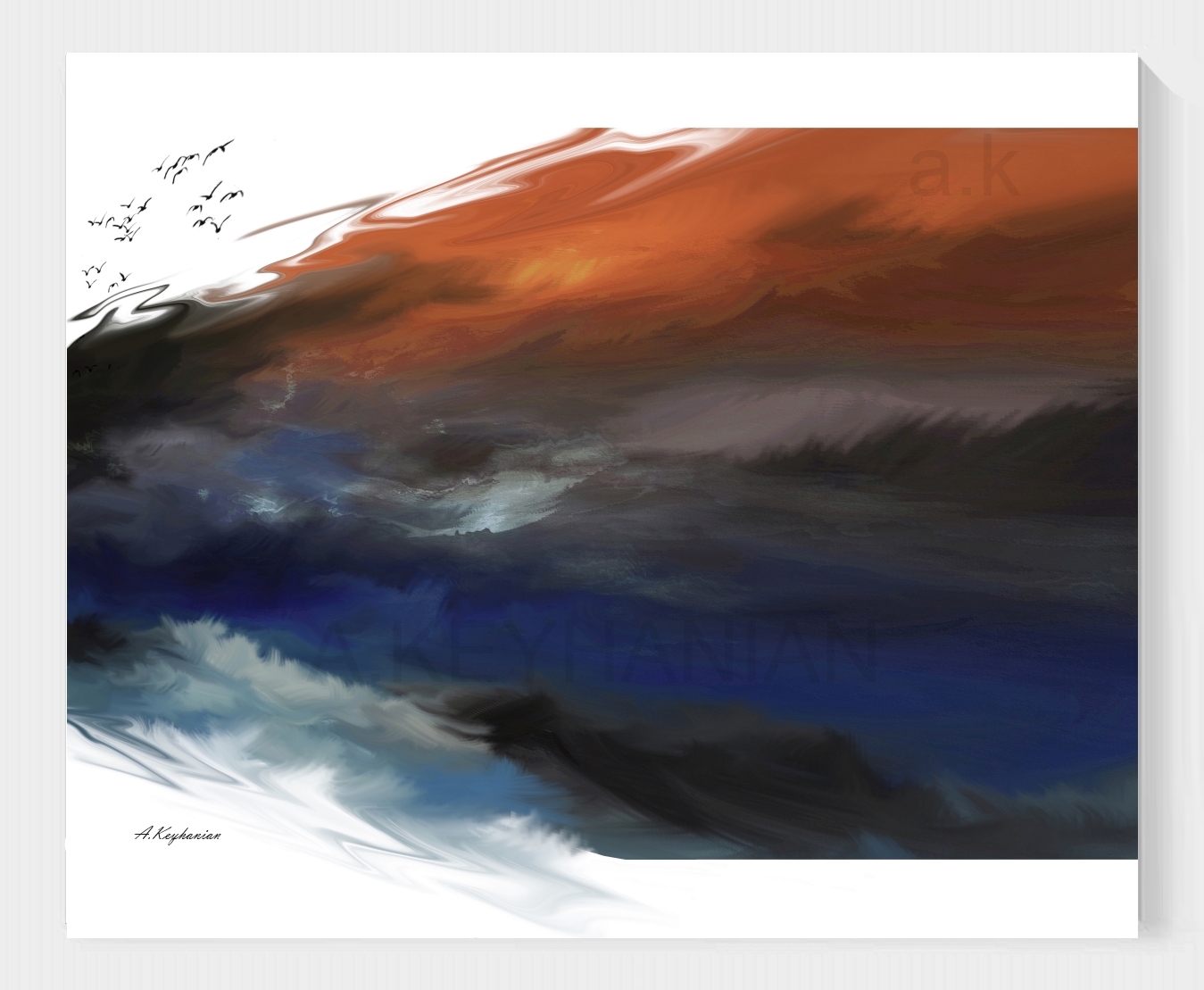 Abstrakte expressionistische Farbkomposition abstract expressionist painting composition Druck auf Lithopapier, limitierte Auflage Das-Meer Brandung Mischtechnik by Keyhanian 75 x 50 cm http://www.visuellewelt.de/natur/ Copyright A. Keyhanian