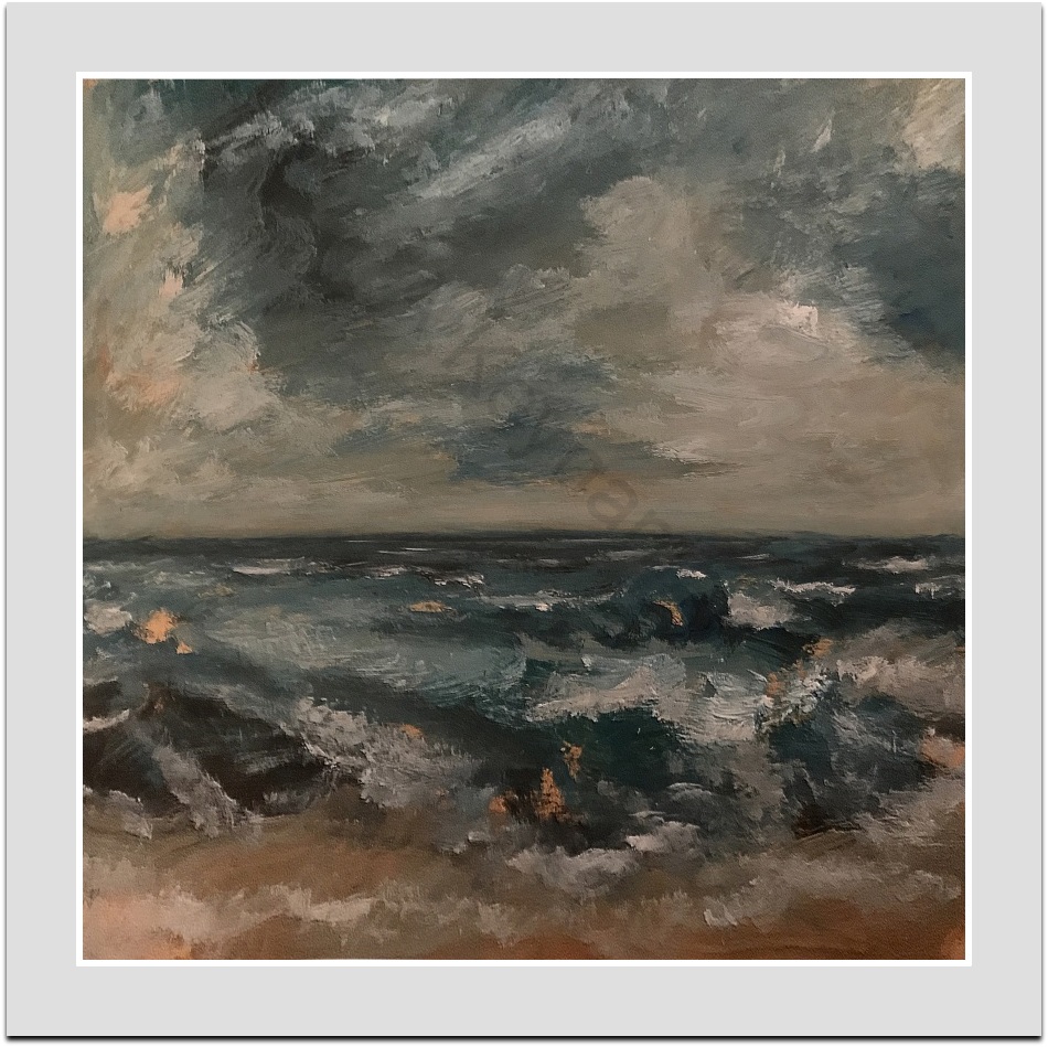 Das Meer Öl Auf Pappe Mischtechnik Druck auf Lithopapier, 60 x 60 cm by Asghar Keyhania