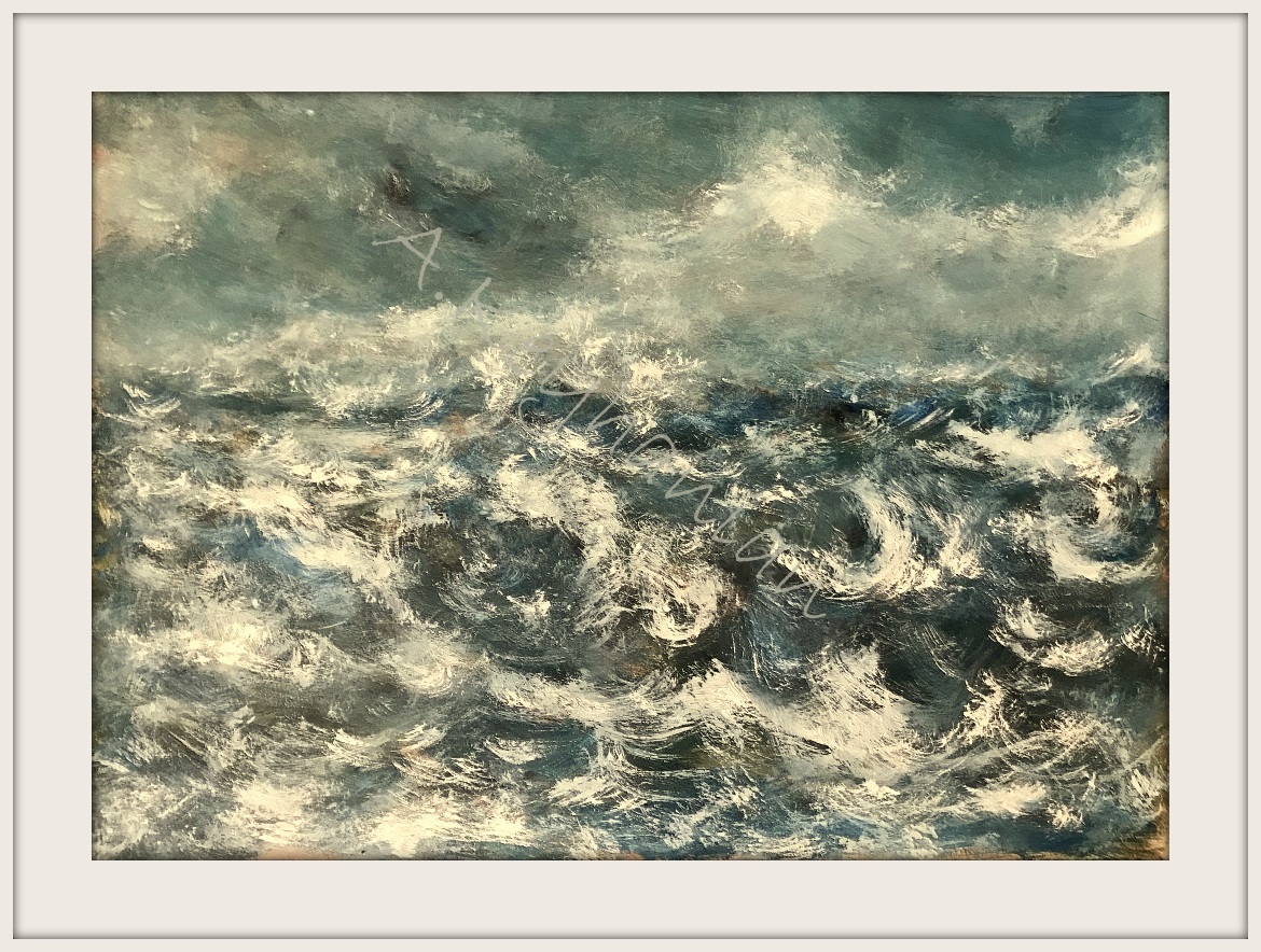 Das Meer Öl Auf Pape 80 x 50 cm Druck auf Lithopapier, 80 x 50 cm